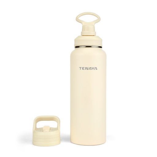 [TN1004-1] BOTELLA DE AGUA ACERO DOBLE TAPA 960ml (Crema)